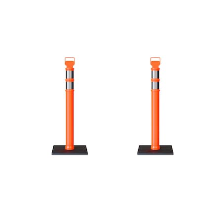 Montour Line Orange Delineator Post with Base, 45 In, 2 Pack DL1-OR-10-KT-2